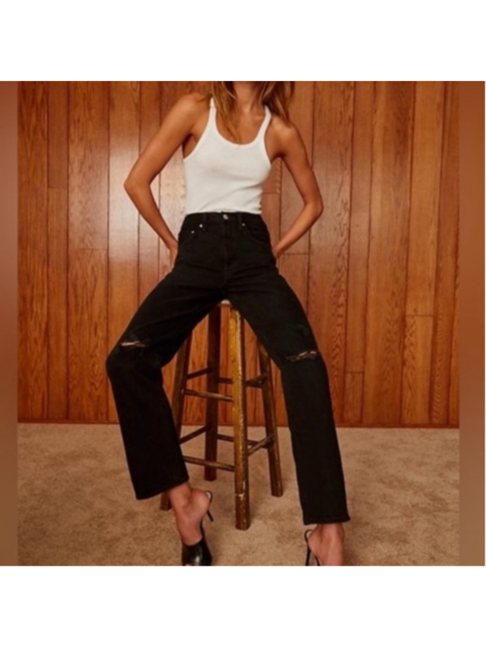 Denim Forum The Bonet High Rise Loose Distressed Jeans Size 24